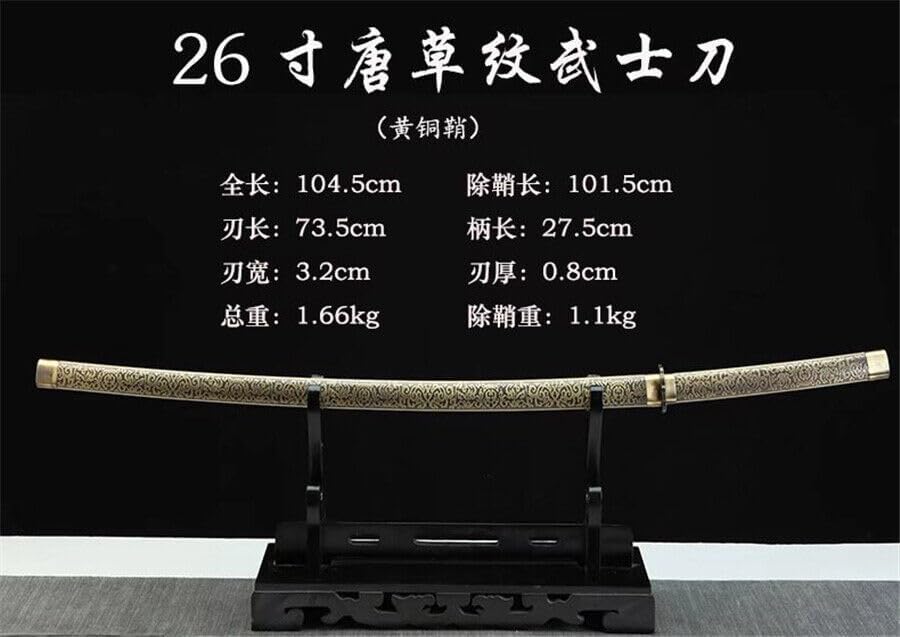 Zhmyyxgs Japanese Sword Samurai Katana Sharp Clay Tempered Folded Damascus Steel Blade