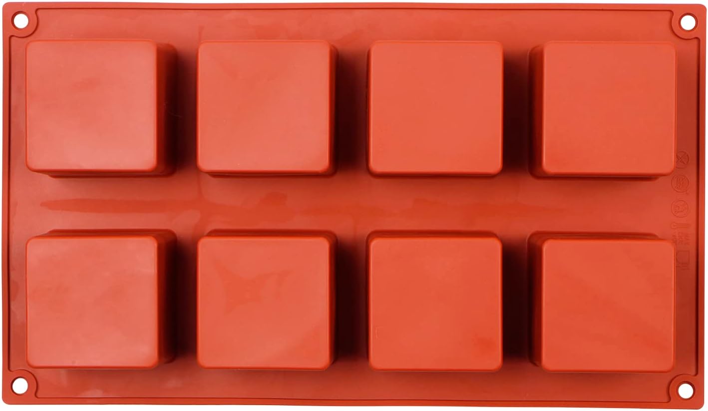 Moldes de silicona cuadrados grandes, molde para pastel de caramelo, moldes de chocolate de 8 cavidades para hornear, mousse, pastel, postre, tarta
