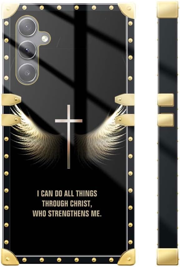DJSOK Funda compatible con funda para Samsung Galaxy A14 5G, J Bible Cross Wing Galaxy A14 5G, funda cuadrada de lujo, TPU suave brillante, a prueba