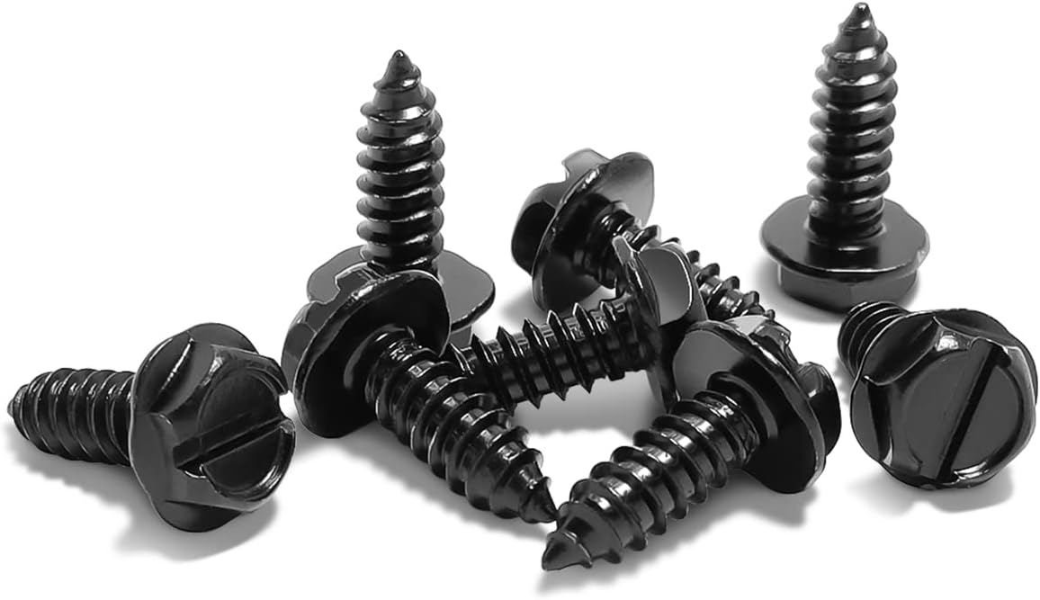 Tornillos negros para matrícula, 8 sujetadores de acero inoxidable para matrículas y marcos o cubiertas de matrícula, a prueba de óxido, a prueba de
