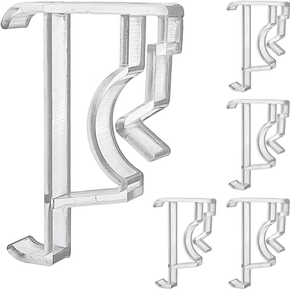 Clips de cenefa de 2 pulgadas, 5 piezas de plástico transparente oculto para cenefa de ventana, clip de sujeción horizontal de imitación y madera