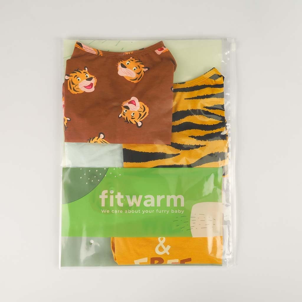 Fitwarm Paquete de 4 camisas de perro de tigre, ropa de verano para perros pequeños, niños y niñas, camiseta divertida para perro, atuendo para
