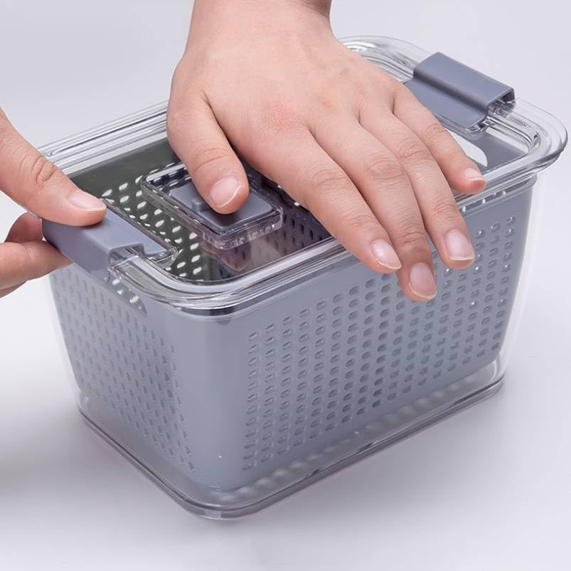 SHEBI PRODUCT Paquete de 3 cubos organizadores de refrigerador, organizador de plástico transparente para frutas y productos con bandeja extraíble,