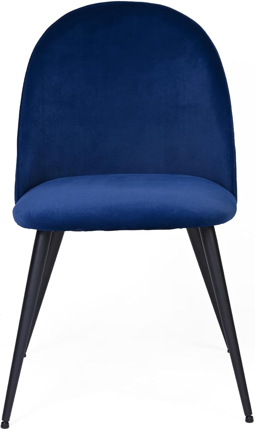 HomSof Juego de 4 sillas de comedor tapizadas de terciopelo, sillas auxiliares contemporáneas color azul marino con patas de metal negro