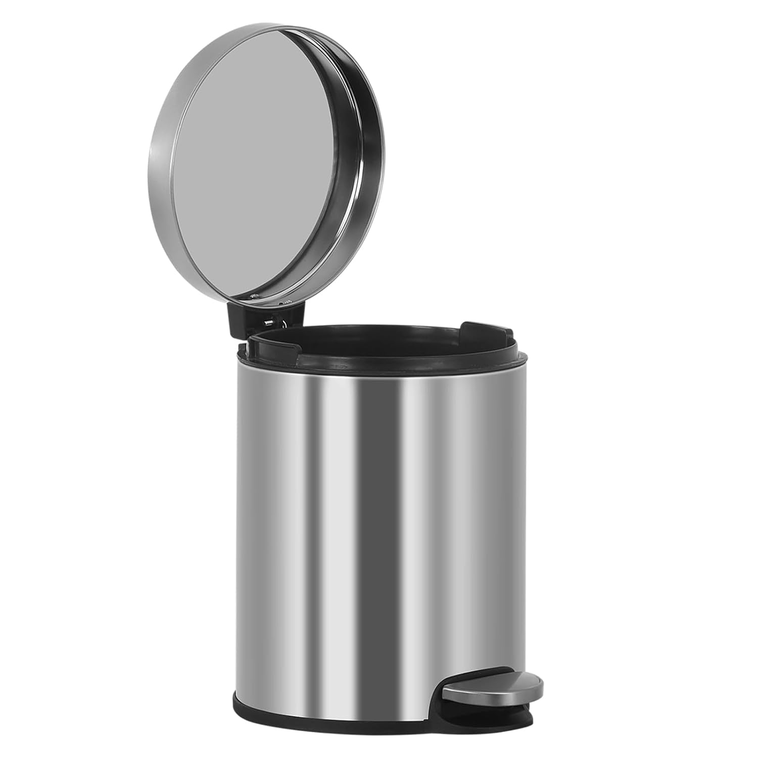 YYkokocat Basurero de baño de 6 litros1.6 galones, pequeño bote de basura de acero inoxidable con tapa  pedal escalonado, cubo de basura redondo con