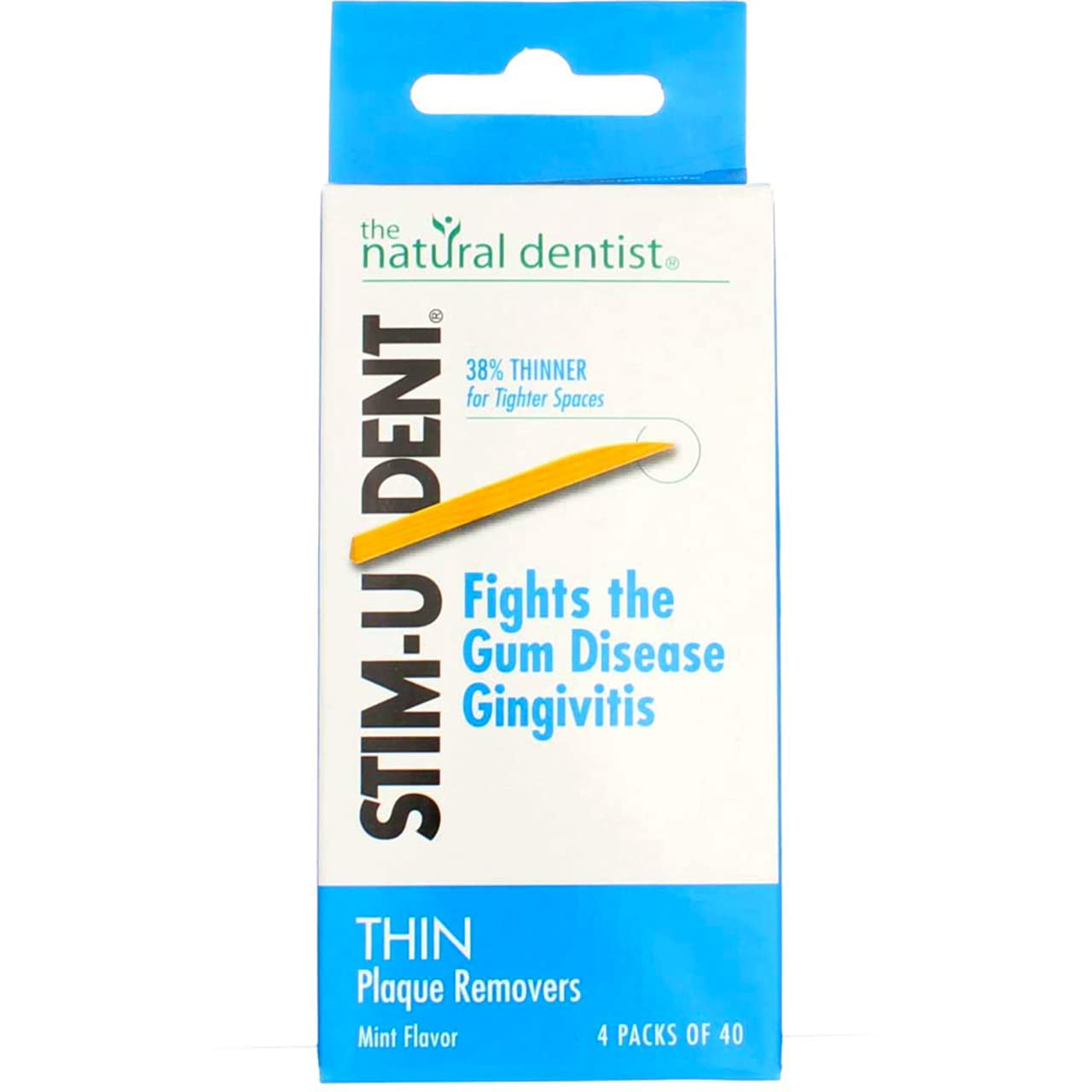 The Natural Dentist Stim-U-Dent – Removedores de placa, fino, sabor a menta, 160 unidades