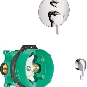 hansgrohe Ecostat Modern 27458003 – Válvula de ducha de equilibrio de presión de 7 pulgadas de ancho y 1850181, iBox Plus con topes de servicio y hansgrohe Ecostat Modern 27458003 – Válvula de ducha de equilibrio de presión de 7 pulgadas de ancho y 1850181, iBox Plus con topes de servicio y