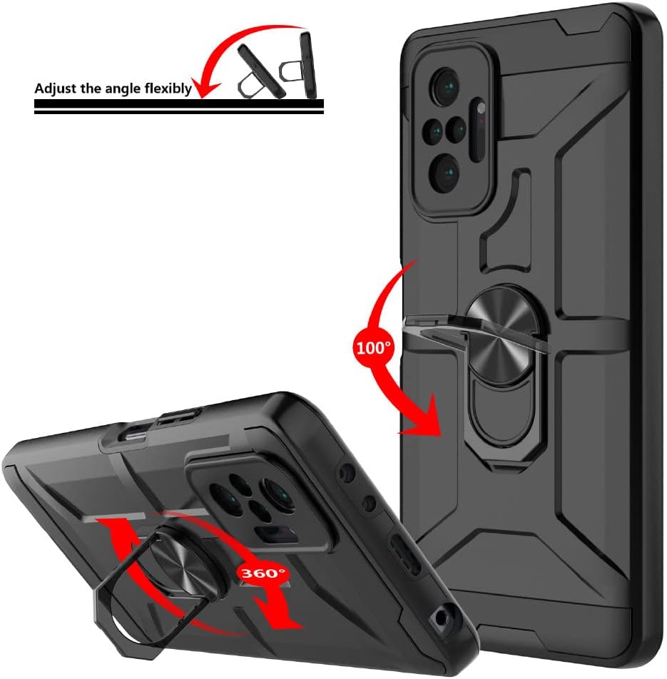 Jeylly Funda para Redmi Note 10 Pro, Redmi Note 10 Pro Max con protector de pantalla de vidrio templado, resistente a prueba de golpes 360