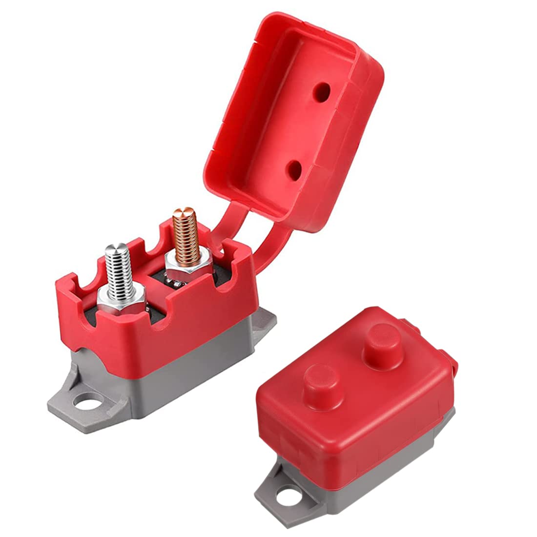 SDTC Tech Paquete de 2 disyuntores de reinicio automático de CC de 12 V24 V con perno de cubierta para barco marino, cargadores de batería,