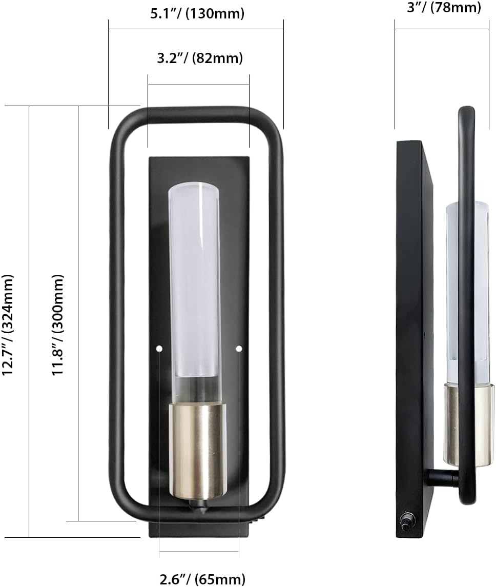 Dream lighting Lámpara de pared LED para casa rodante, 12 V, lámpara decorativa interior con interruptor de montaje en pared, negro mate, blanco