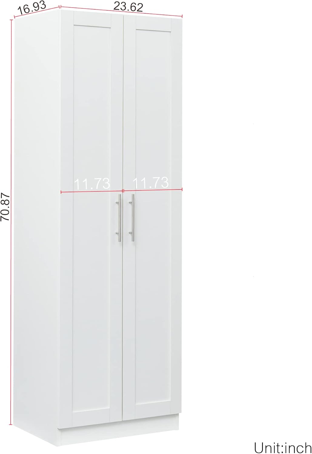 EMKK Armario de 71 pulgadas de alto con estantes, 2 puertas, armario de almacenamiento para armario, cómoda de madera Ar Moire para dormitorio,
