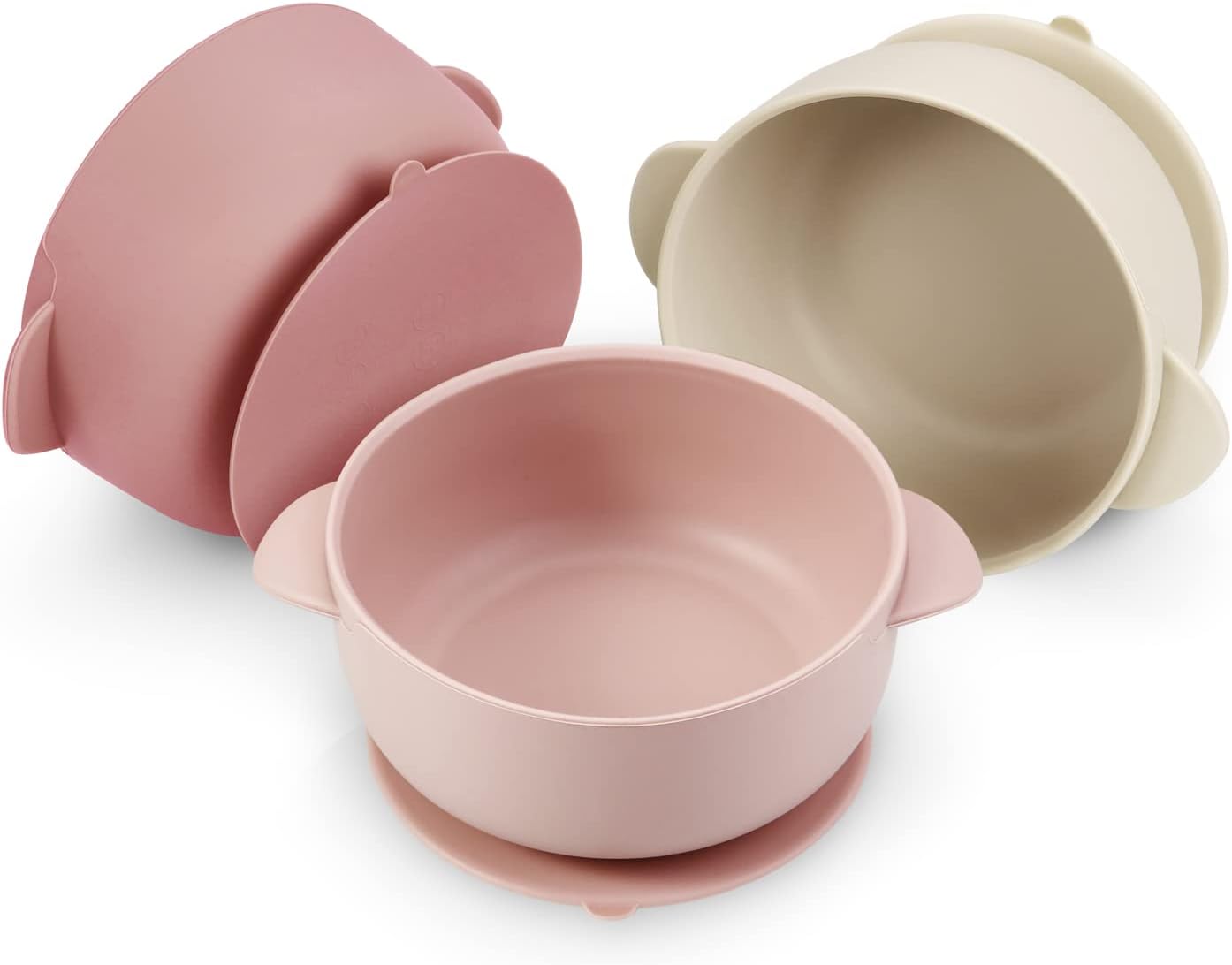 PandaEar Paquete de 3 cuencos para bebé con succión, tazón de silicona para alimentos Stay Put para bebés, niños pequeños, silicona suave y segura