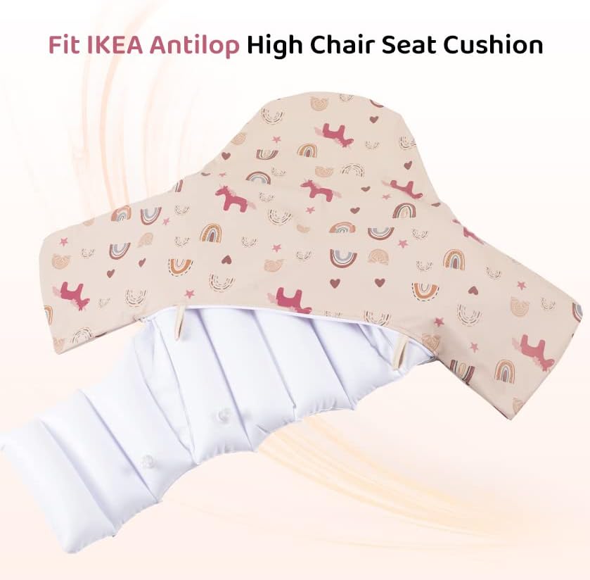High Chair Cushion with Cover Pad for IKEA Antilop Babies Toddlers Inflatable & Reversible Built-in Inflatable Cushion