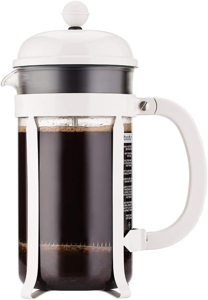 Bodum Chambord – Cafetera de prensa francesa, Jarra de vidrio, Blanco