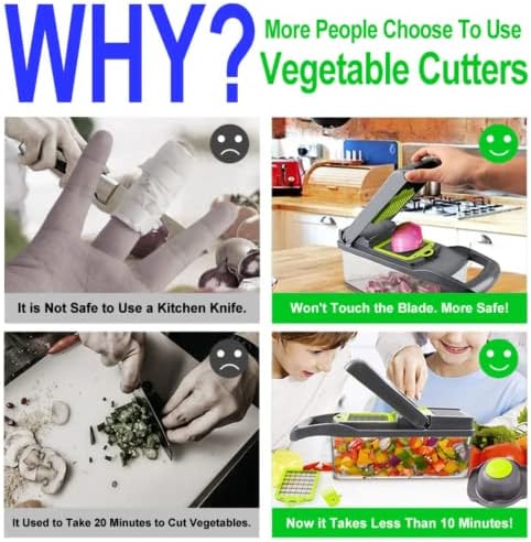 THE PERFECT PART Cortador de frutas y verduras 14 en 1, cortador de alimentos cebolla vegetariana, rebanador de cocina