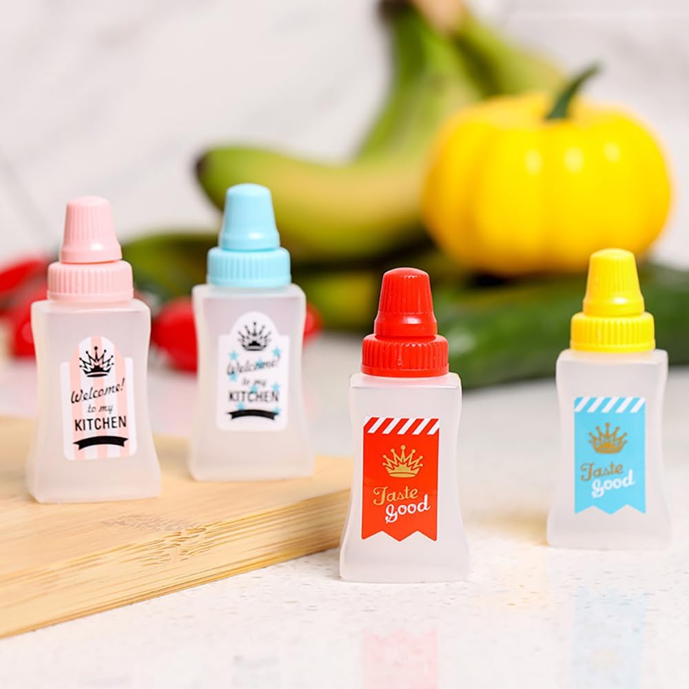 8 botellas exprimibles de salsa de tomate de 0.85 onzas  0.8 fl oz de miel y mostaza, aderezo de ensalada, salsa de soja, contenedor de salsa de