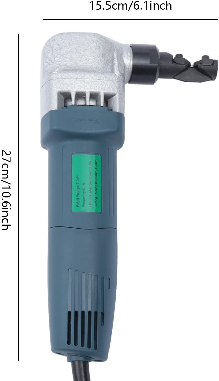 Nibbler eléctrico de 380 W, herramienta de corte de metal, kit de corte de hojas de metal, velocidad del motor de 30000 rpm, herramientas de corte