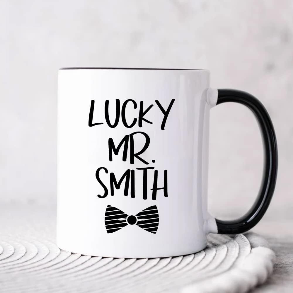 Mugs Café personalizado para parejas amantes de la nueva esposa, esposo, eres un señor afortunado, regalos divertidos para él y para ella, con