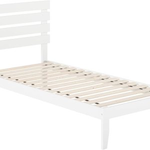 AFI, Cama de plataforma Oxford, tamaño individual XL con cargador USB conectable, color blanco AFI, Cama de plataforma Oxford, tamaño individual XL con cargador USB conectable, color blanco