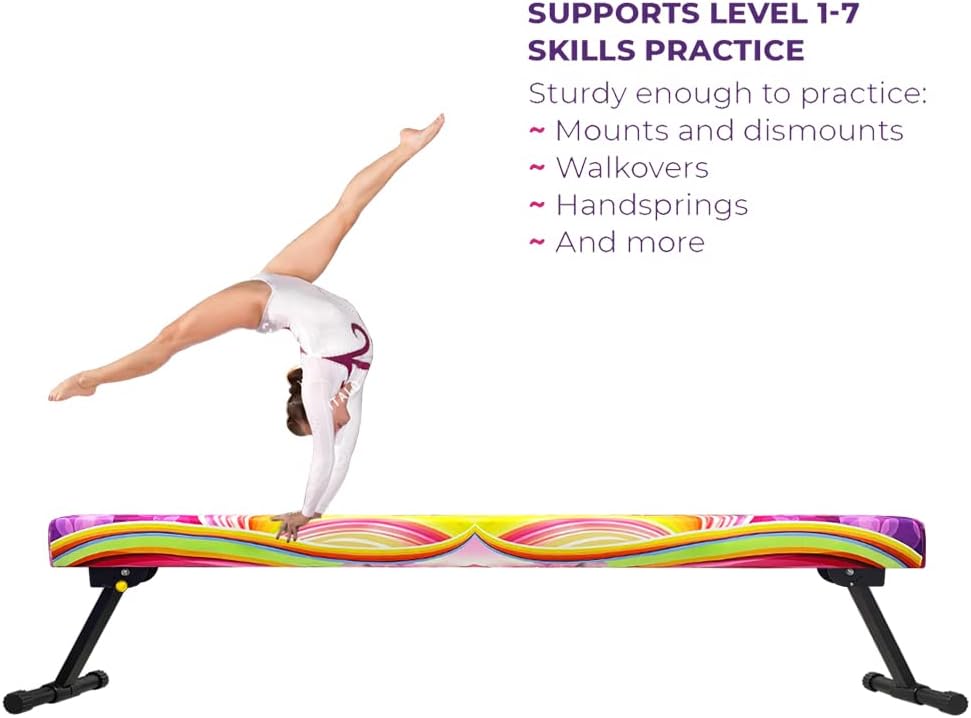 Haz de equilibrio de gimnasia ajustable y plegable de 8 pies, equipo de gimnasio en casa, fácil montaje y almacenamiento, no requiere herramientas,