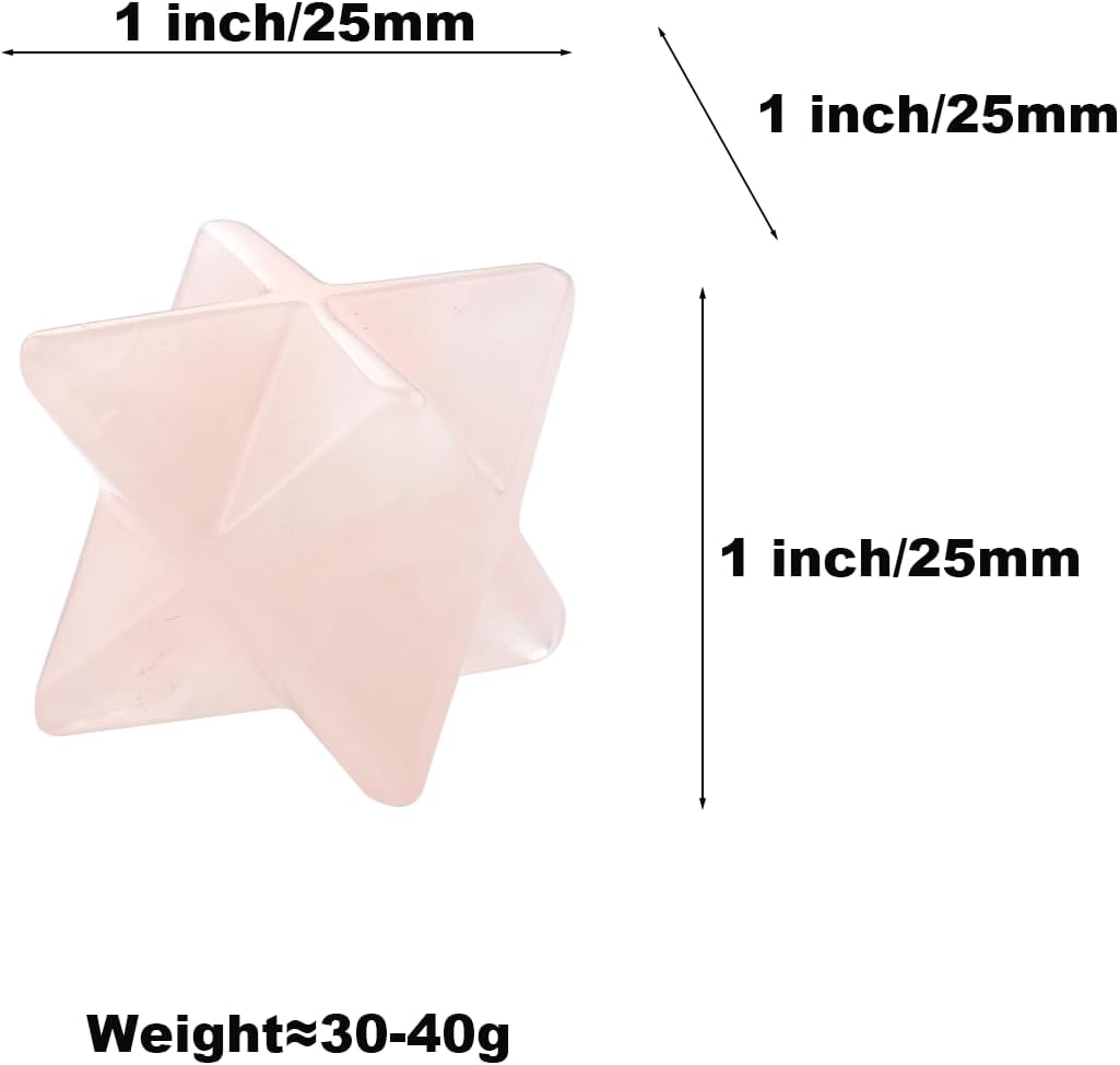 GoldHarvet – Cristal Merkaba de cuarzo rosa natural de 1 pulgada, protección de piedra Merkaba 3D, meditación sagrada, generador de energía