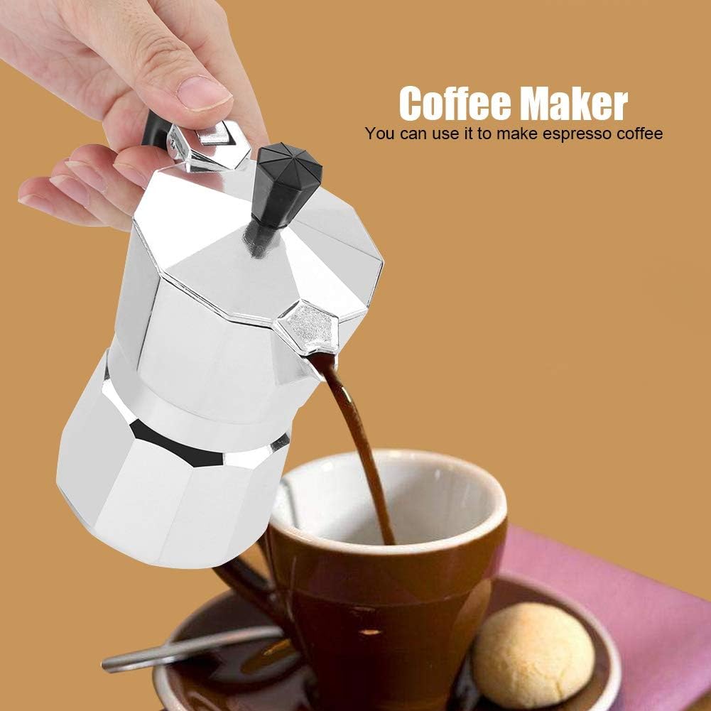 Cafetera Moka, 1.7 fl oz, 1 taza, de aluminio, tipo italiano, moka pote, cafetera, estufa, uso en casa y oficina