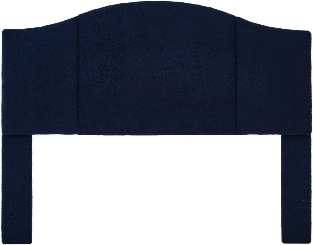 24KF Cabecera plegable tapizada del siglo medio, cabecero moderno en tela de peluche, cabecera KingCalifornia King 6033-Q-azul marino