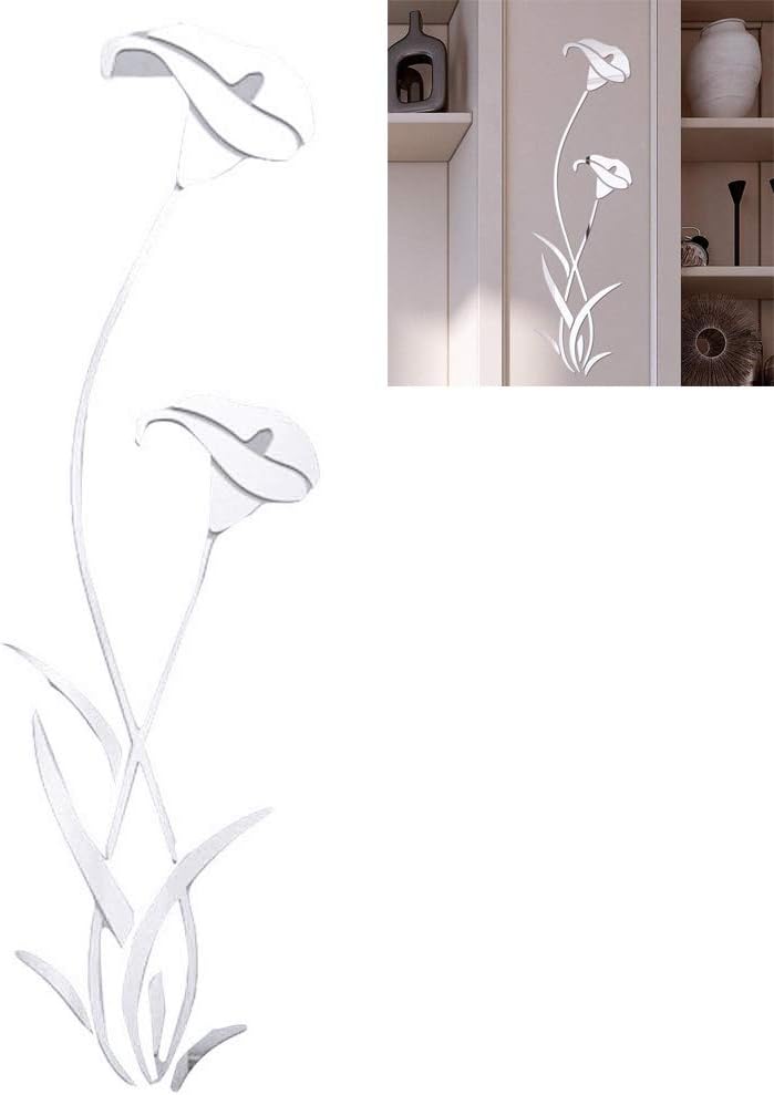 Calcomanías de pared con espejo 3D de flores, modernas calcomanías de pared extraíbles para decoración del hogar, arte para sala de estar,
