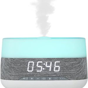 Difusor de aceite esencial y humidificador con reloj de altavoz, luces nocturnas de humor de 7 colores, aromaterapia eléctrica de niebla fría para Difusor de aceite esencial y humidificador con reloj de altavoz, luces nocturnas de humor de 7 colores, aromaterapia eléctrica de niebla fría para
