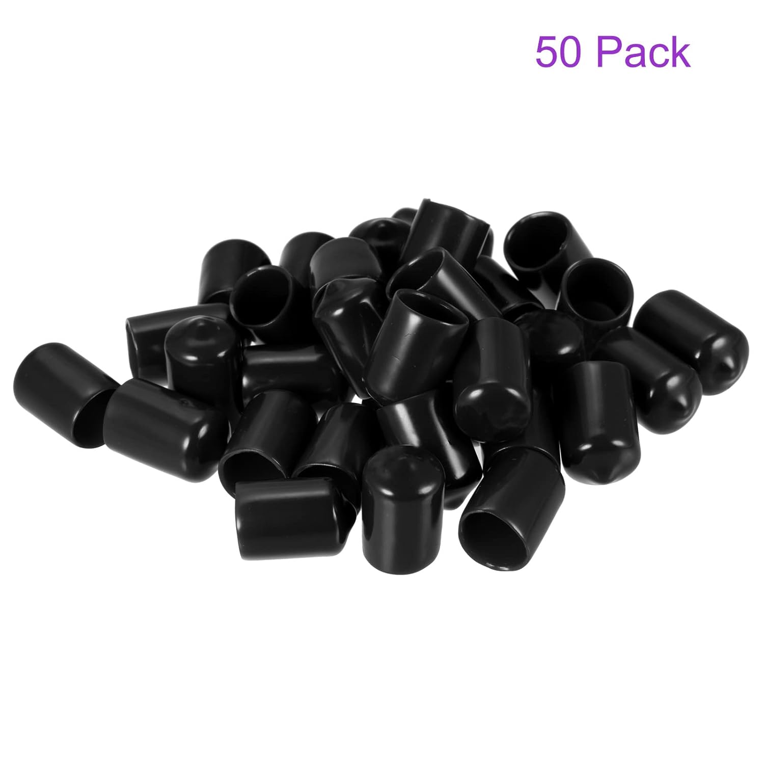 DMiotech Paquete de 50 protectores de rosca de tornillo negros ID de 12 pulgadas (0.472 in), tapas de goma para pernos de tornillo, tuberías de