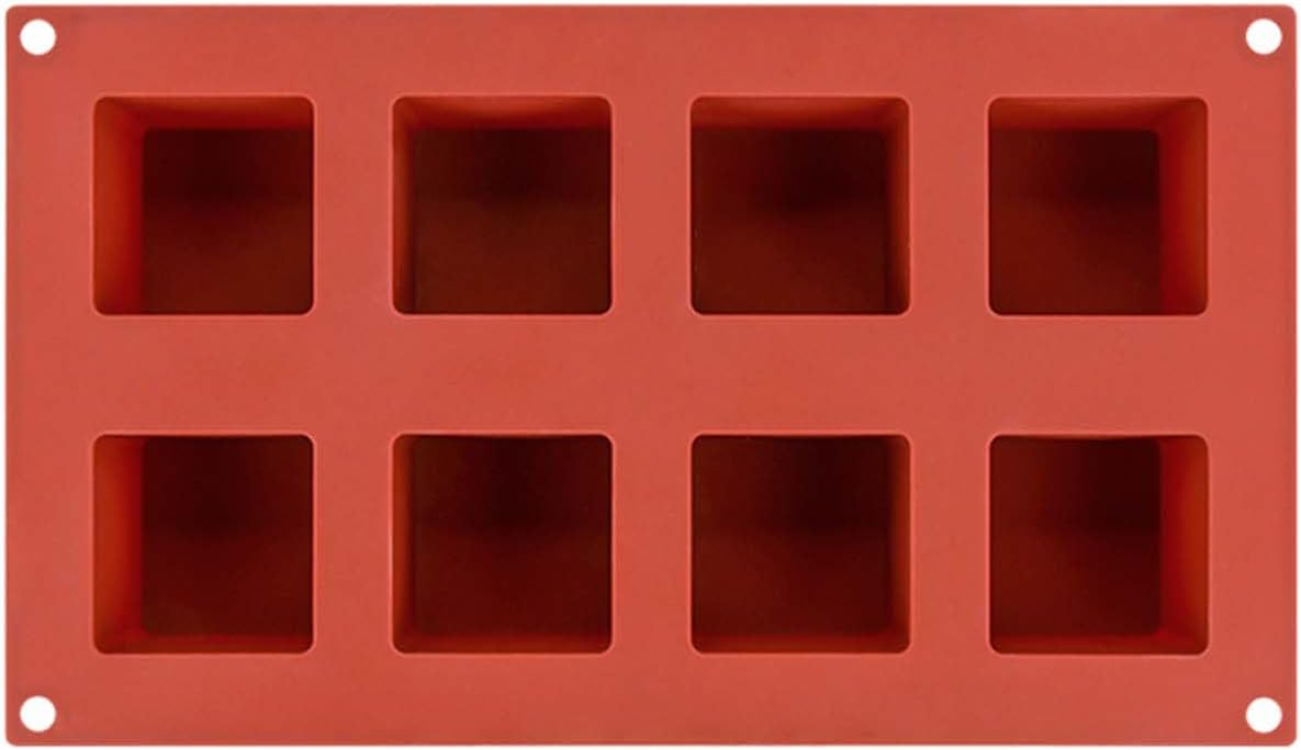 Moldes de silicona cuadrados grandes, molde para pastel de caramelo, moldes de chocolate de 8 cavidades para hornear, mousse, pastel, postre, tarta