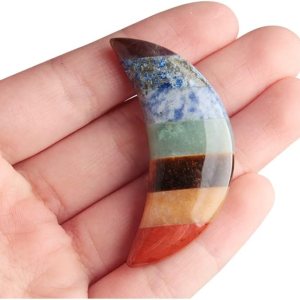 Acxico 1 piedra natural de 7 chakras, con forma de luna, piedra curativa de energía reiki, cuarzo Acxico 1 piedra natural de 7 chakras, con forma de luna, piedra curativa de energía reiki, cuarzo