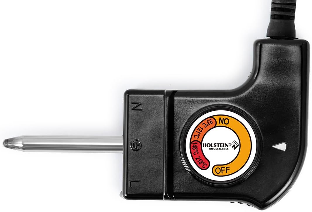 Holstein Housewares Sartén eléctrica de 12 pulgadas y sartén con tapa de vidrio, revestimiento antiadherente, control de temperatura con sonda de