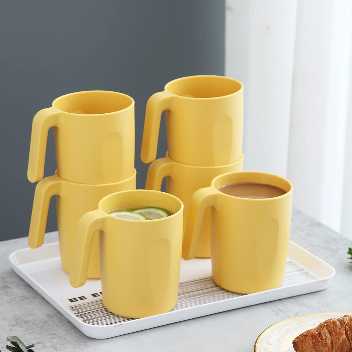Kyraton Juego de tazas de plástico de 8 piezas, irrompibles y reutilizables, ligeras, de viaje, tazas de café, tazas de expreso, fáciles de