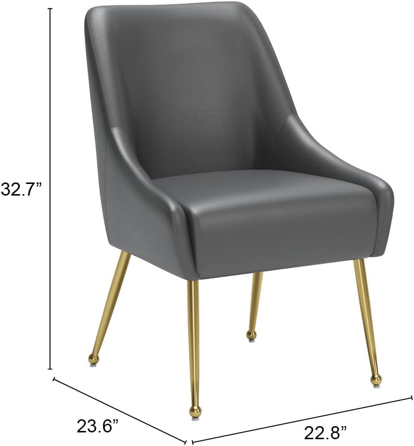 Zuo Maxine Silla de comedor gris y dorado