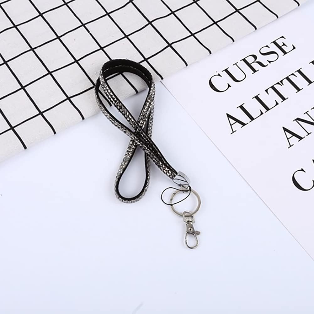 UUYYEO Cordón de diamantes de imitación con soporte de identificación, cordón de identificación de moda, soporte vertical para insignia, correa para