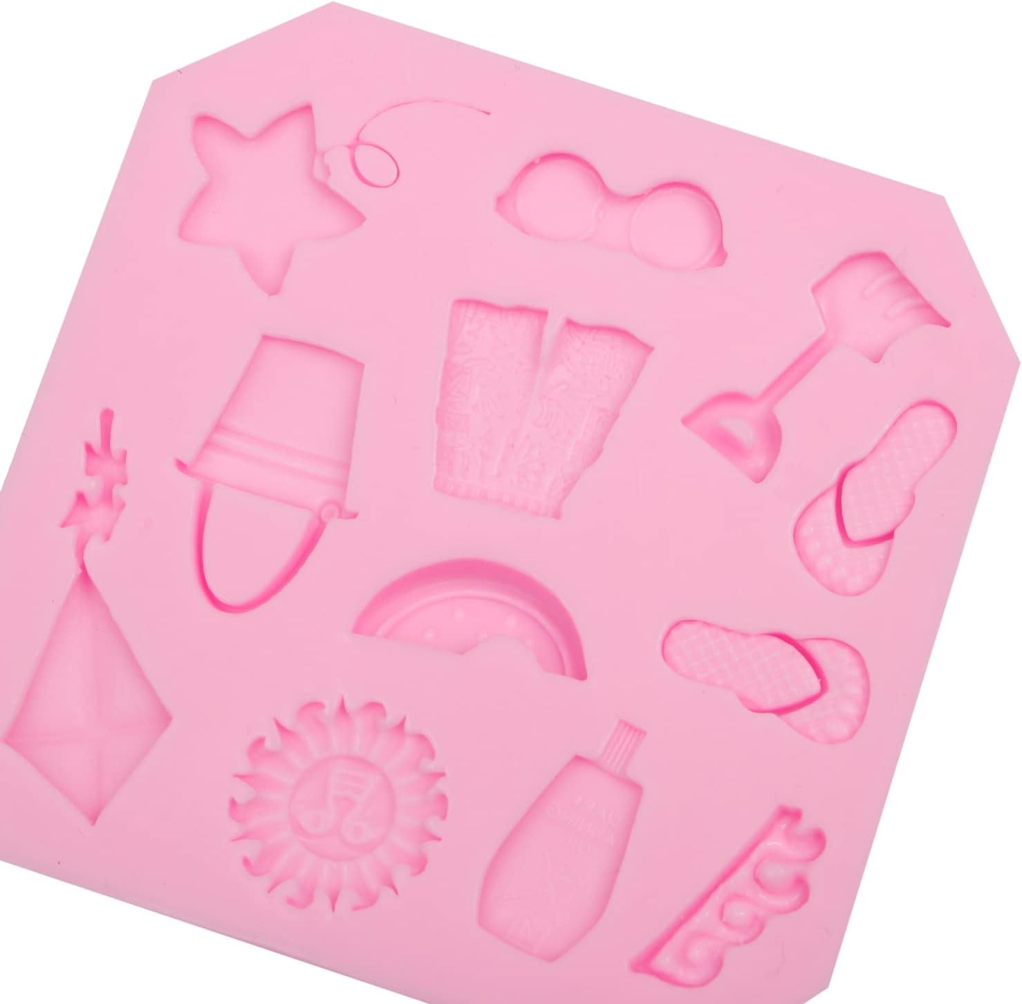 Moldes de silicona de verano para cabaña de playa, moldes para fondant, moldes de chocolate para fiesta temática de Hawaii, moldes para hornear