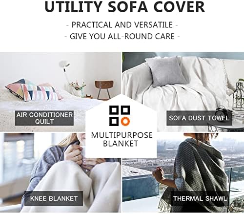 MEETSKY Funda blanca para sofá, funda para sofá biplaza reclinable, futón, protector lavable, de tela gruesa transpirable, decoración de sala de