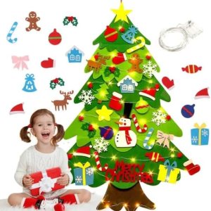 YIKSORE Árbol de Navidad de fieltro para bricolaje, árbol de Navidad Montessori para niños pequeños, juegos de árboles de Navidad interactivos con YIKSORE Árbol de Navidad de fieltro para bricolaje, árbol de Navidad Montessori para niños pequeños, juegos de árboles de Navidad interactivos con