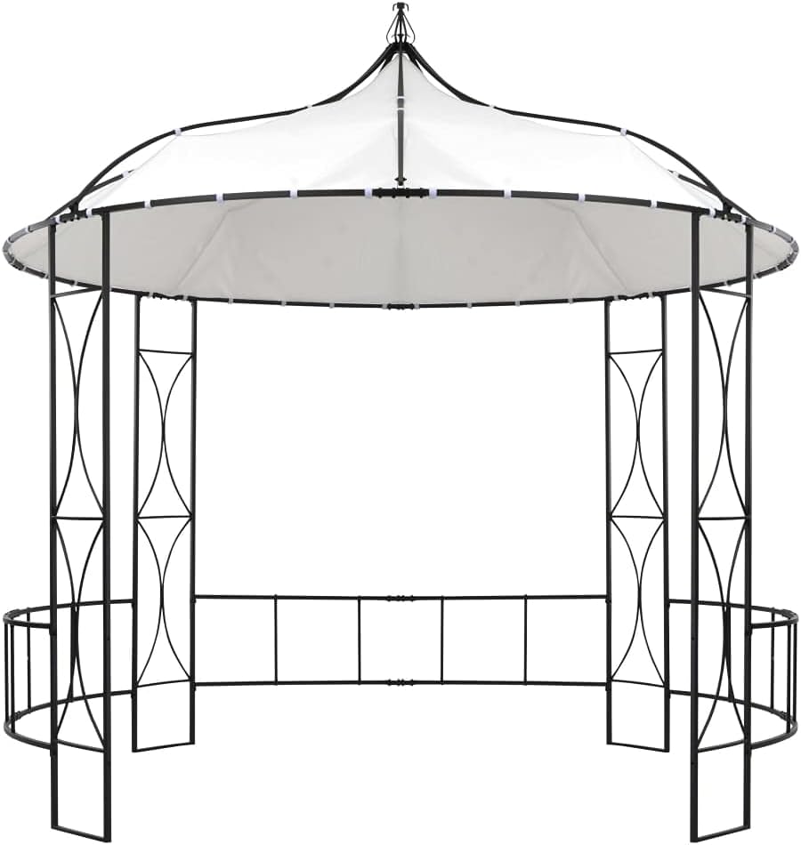 vidaXL Gazebo para exteriores resistente a la intemperie, 118.1 x 114.2 pulgadas, resistente a los rayos UV y al agua, con elegantes detalles