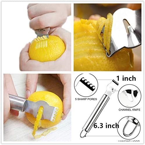 S-shine Paquete de 4 peladores de cítricos naranjas y limón, cortador de cáscara de cítricos de pomelo, cuchillo de pomelo, rallador Zester,