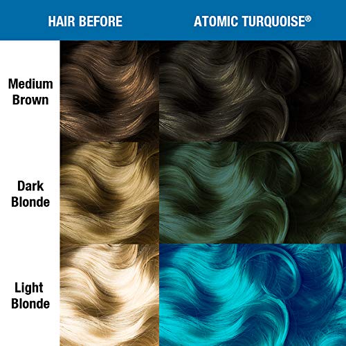 MANIC PANIC Paquete de tinte para el cabello turquesa atómico con tinte para el cabello azul vudú