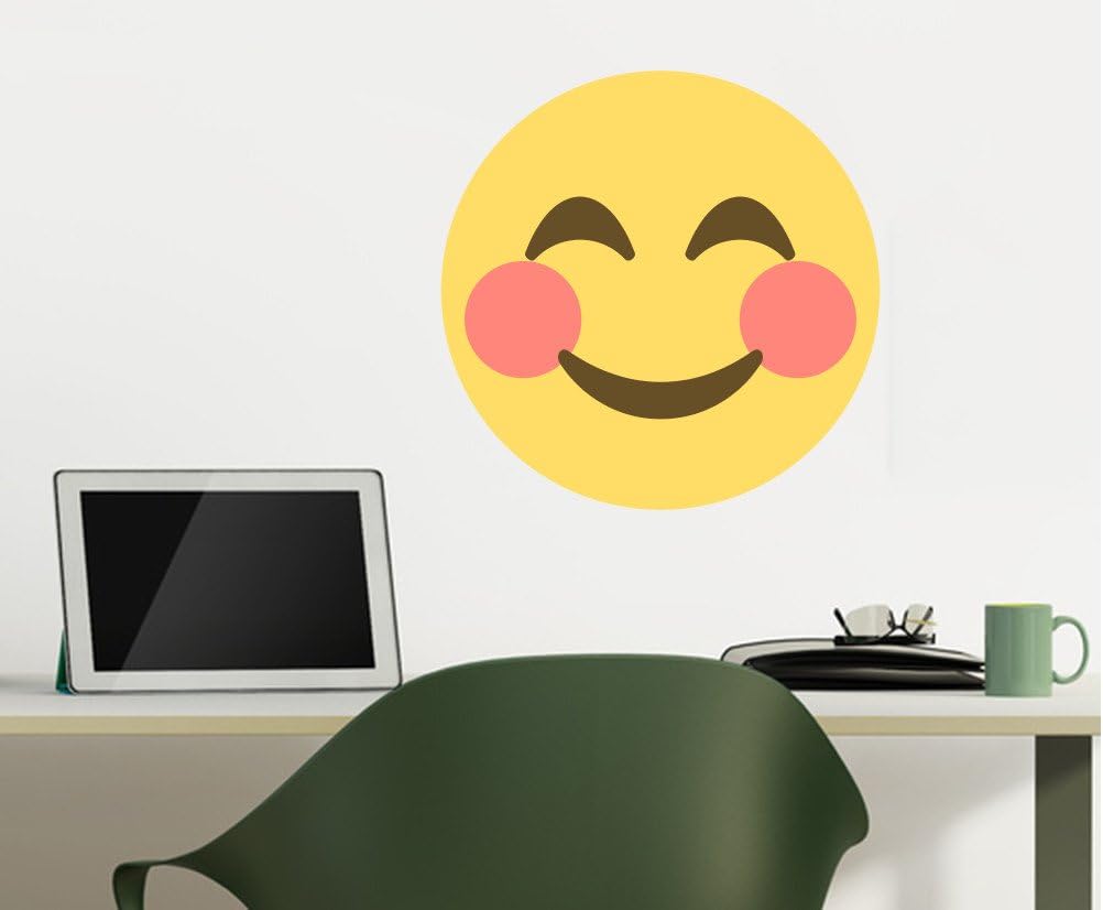 Emoji One Peel & Stick – Vinilo decorativo para pared, diseño de cara sonriente con ojos sonrientes (12 x 12 pulgadas)