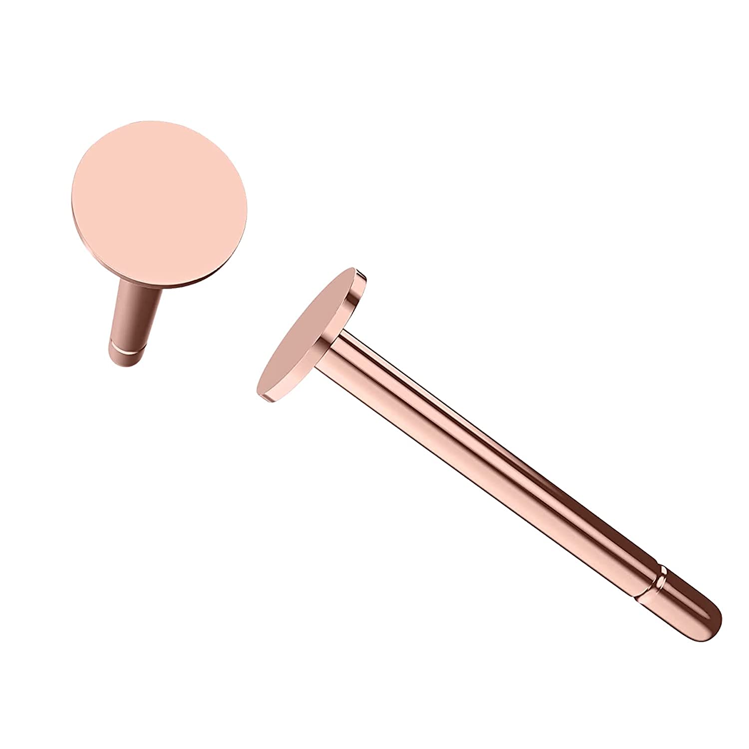 Tiny Round Dot Disc Stud Earrings in 925 Sterling Silver, Gold Vermeil, or Rose Gold Vermeil  Dainty Minimalist Earrings for Women (Rose Gold