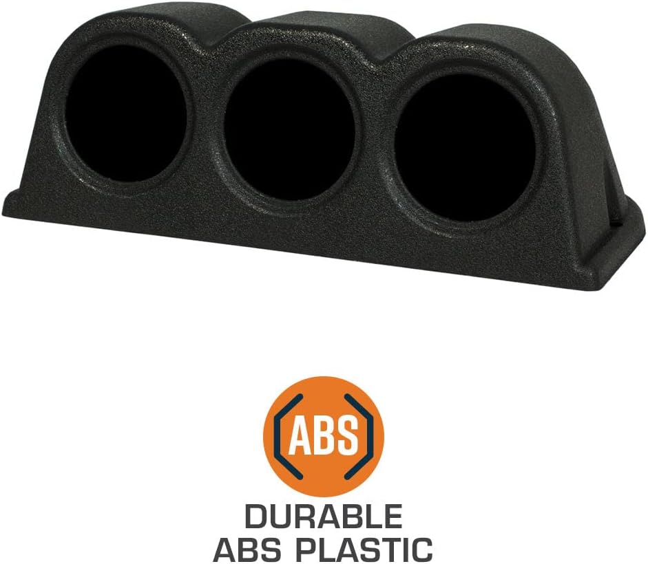 GlowShift Consola universal negra de triple calibre para salpicadero, se adapta a cualquier marcamodelo, plástico ABS, se monta (3) medidores de