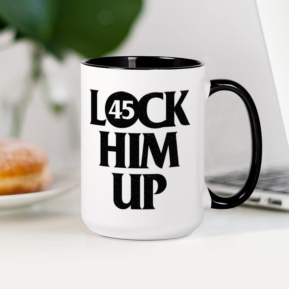 CafePress Lock Him Up – Taza de café de cerámica de 15 oz (15.0 fl oz)