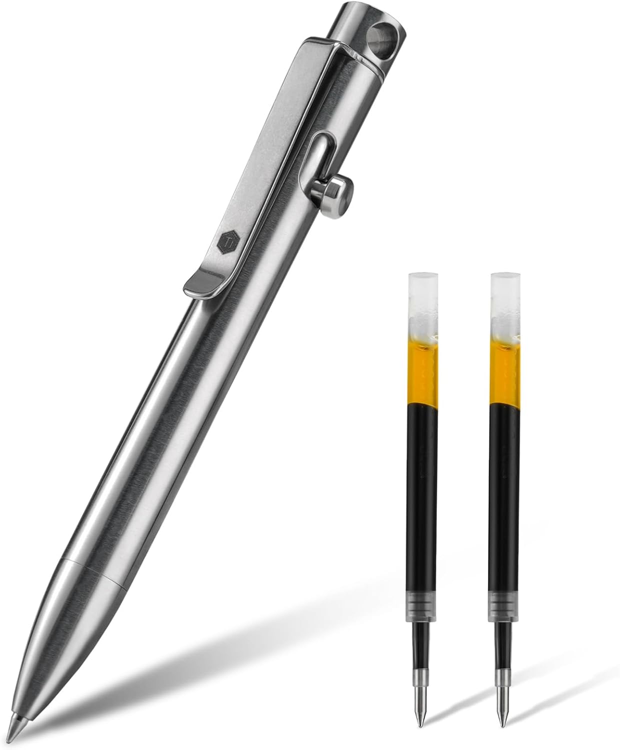 KeyUnity KP03ST Bolt Action Pen with Clip, Titanium Alloy EDC Pocket Pen Retractable Metal Ballpoint Pen for Everyday Carry