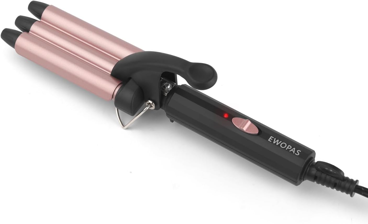 Ewopas Small Hair Crimper 3 Barrel Curling Iron Wand,12 Inch Beach Waves Curling Iron,Fast Heating, Light Weight, and is Easy to use,Mini Dual