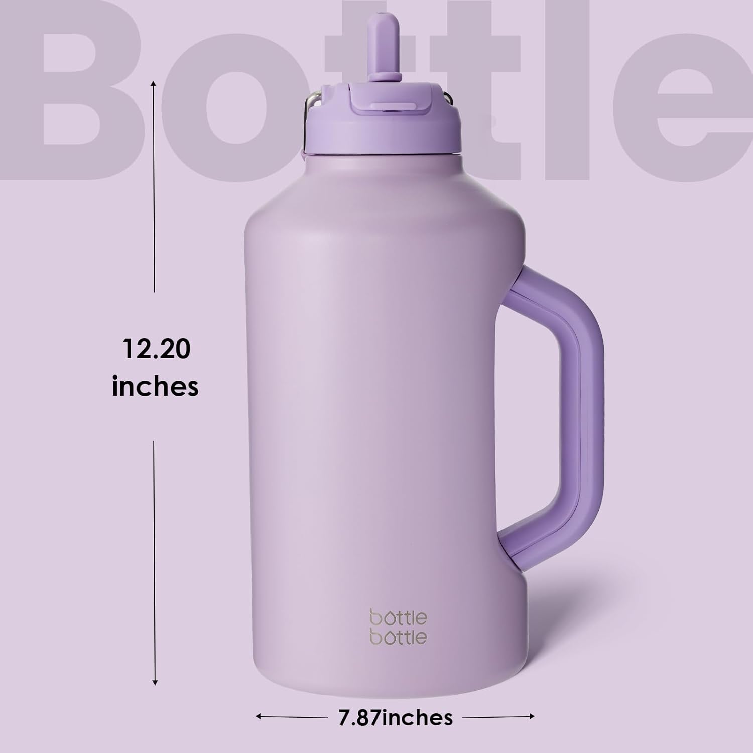 BOTTLE BOTTLE Botella de agua aislada de 64 onzas con popote y tapa de doble uso, botella de agua deportiva de acero inoxidable con asa al vacío de