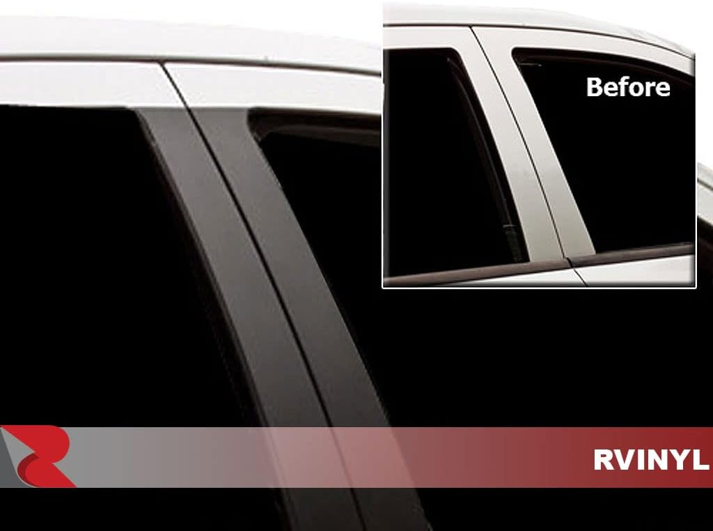 Rvinyl Moldura de ventana de poste de pilar compatible con Chevrolet Impala 2014-2020 – Brillo (negro)